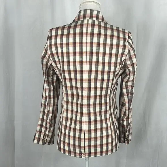 Joie Empire Plaid Double Breasted Blazer.